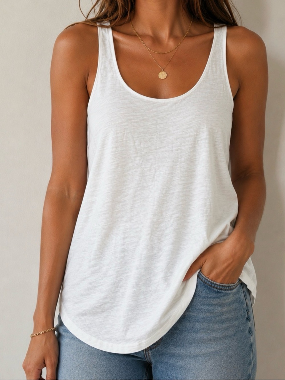 NWT Max 'n Chester White Slub Knit Scoop Tank Top